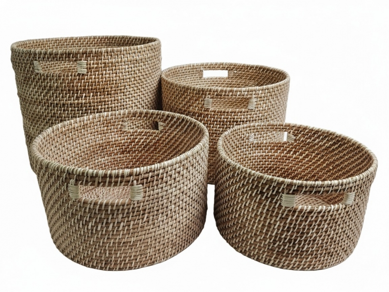 Vietnam handwoven rattan storage basket 